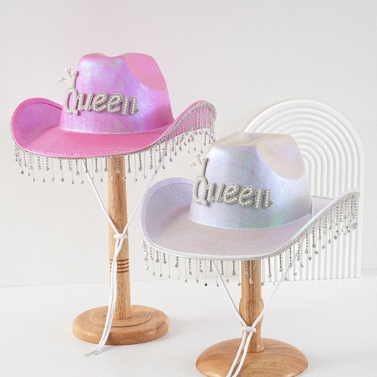 

HongLuan QUEEN Glitter Costume Hat Adult & Cowboy Hats Rhinestone for Woman, Cowboy Cosplay Female Accessories & Cowgirl Cap