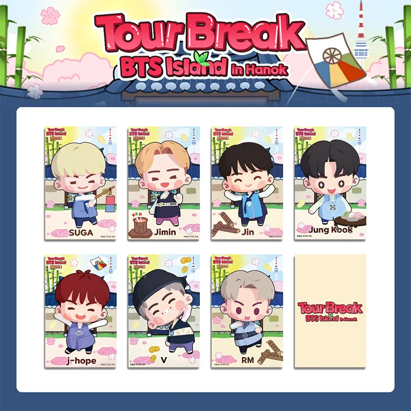 2026 New Kpop 7Pcs BTS Tour Break Island in Hanok Lomo Cards Cute Cartoon Photocard Set Fans Collection Gift - view 4
