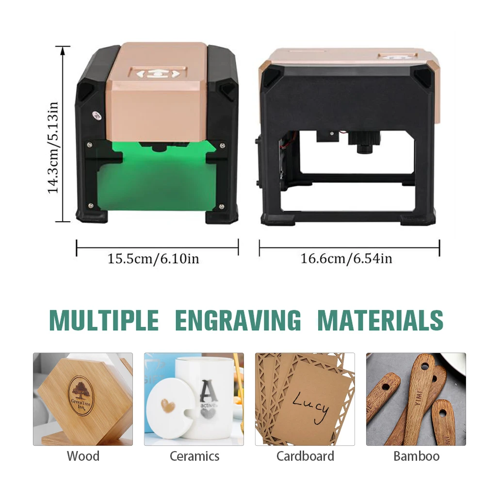 Golden Mini Portable Laser Engraver K4 Bluetooth 3000mW CNC Laser Machine for Wood Leather MDF Paper Painted Wooden Plastic Logo