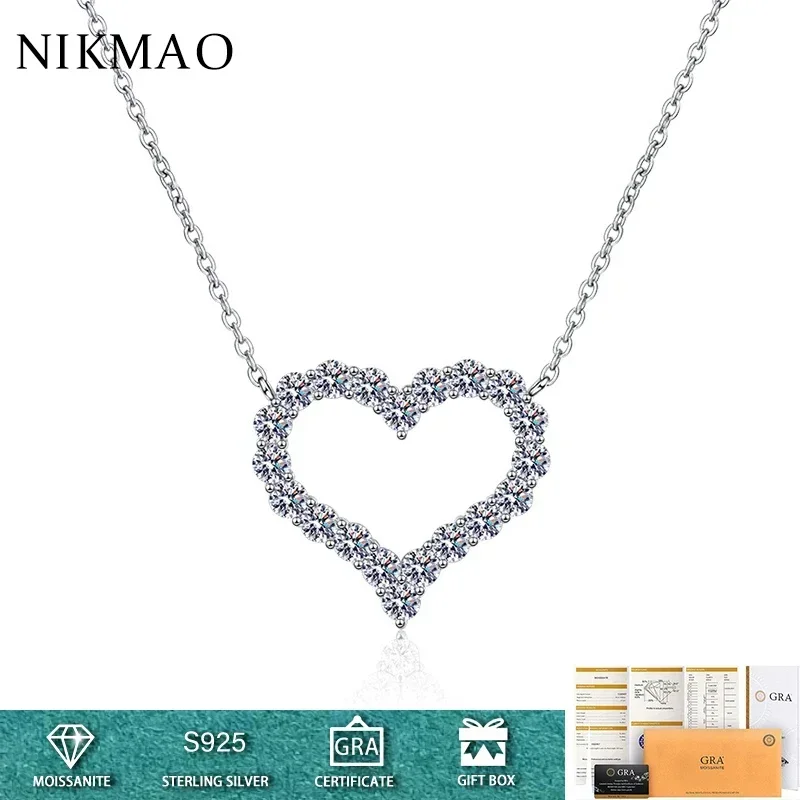 

0.3-2CT Heart Moissanite Diamond Pendant Necklace 925 Sterling Sliver Plated 18K Gold Plated Wedding Fine Jewelry For Women Gift