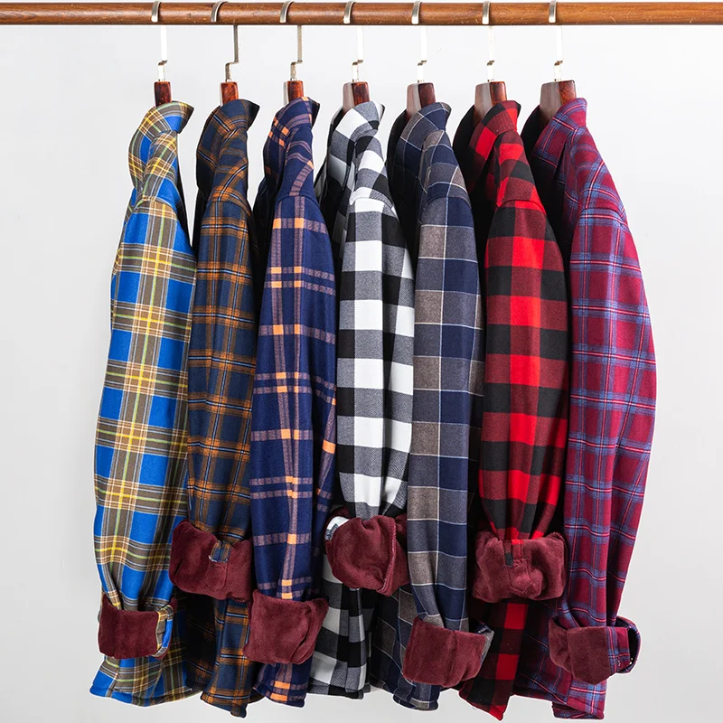 Roupas masculinas de manga longa kemeja pria estilo coreano camisas masculinas streetwear nova camisa quente de inverno para homens com veludo e espessamento