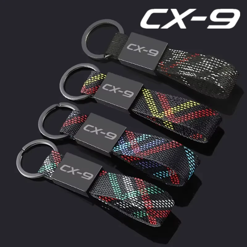 Car Keychian Key Ring Pendant Oxford Webbing Key Holder for Mazda CX-9 Logo BT50 CX3 MX5 6 CX5 RX7 626 CX30 SKYACTIV