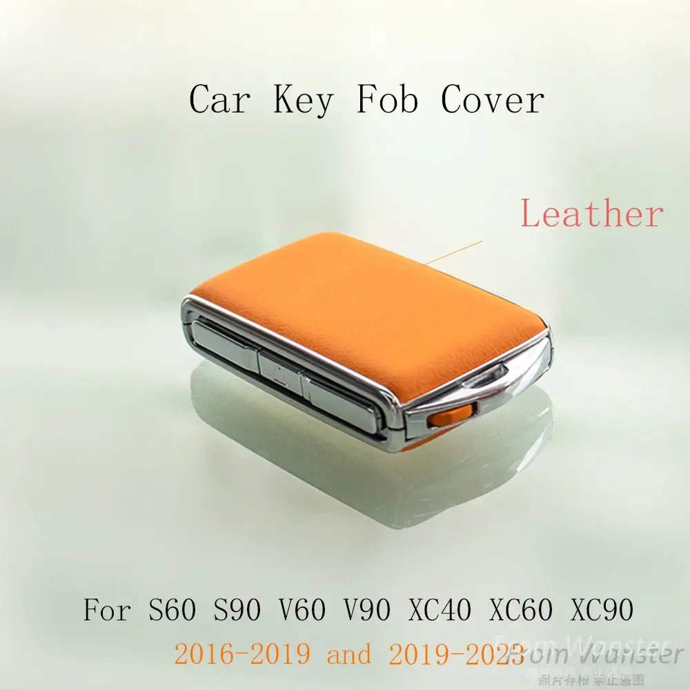 Leather Car Key Fob Cover Key Case Shell for Volvo Xc90 2016 V90 2017 S60 2019 V60 2019 Xc40 2018 Xc60 2020 S90 2021 2022 2023