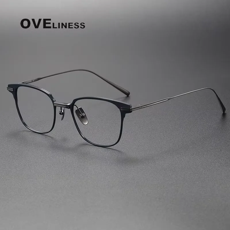 

2027 pure Titanium Glasses Frame Men women Retro Square Brand Design Eyeglasses frame Eyewear High Quality Ultralight spectacles