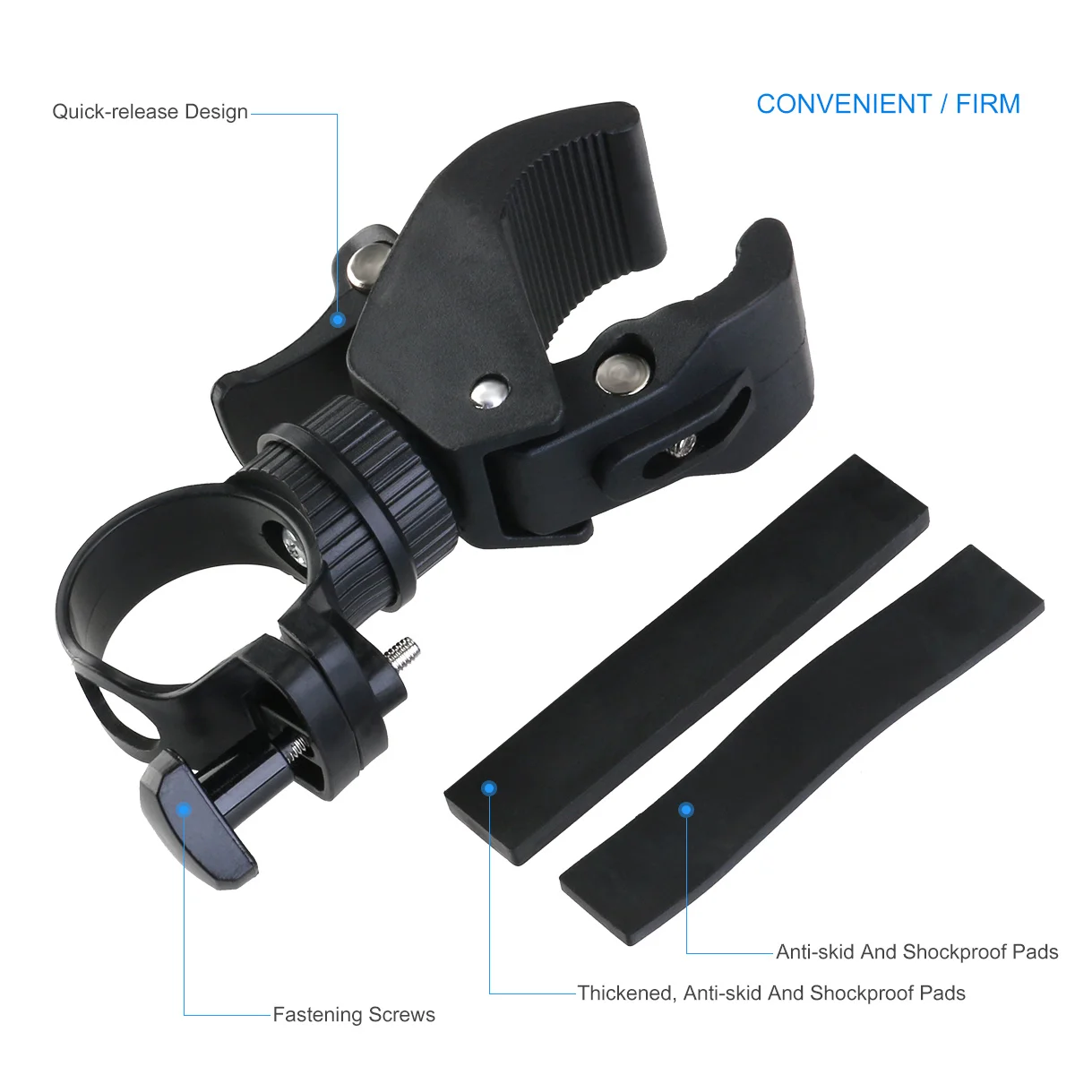 مقود الدراجة 360 درجة قابل للدوران LED مصباح يدوي الشعلة جبل حامل قبضة قوس لمعظم المصابيح الكاشفة باللون الأسود #4