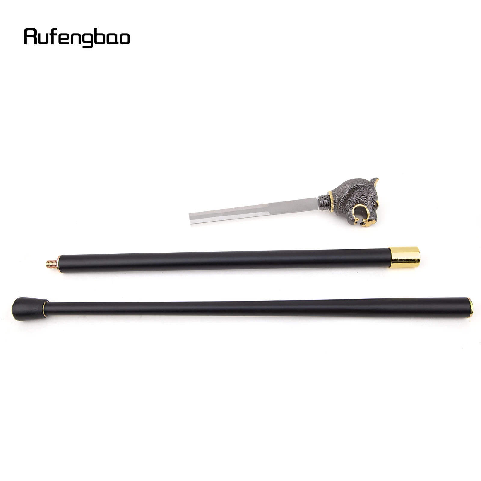 Golden Black Luxury Tiger Head Handle Walking Stick with Hidden Plate Self Defense Fashion Cane Plate Cosplay Crosier Stick 93cm