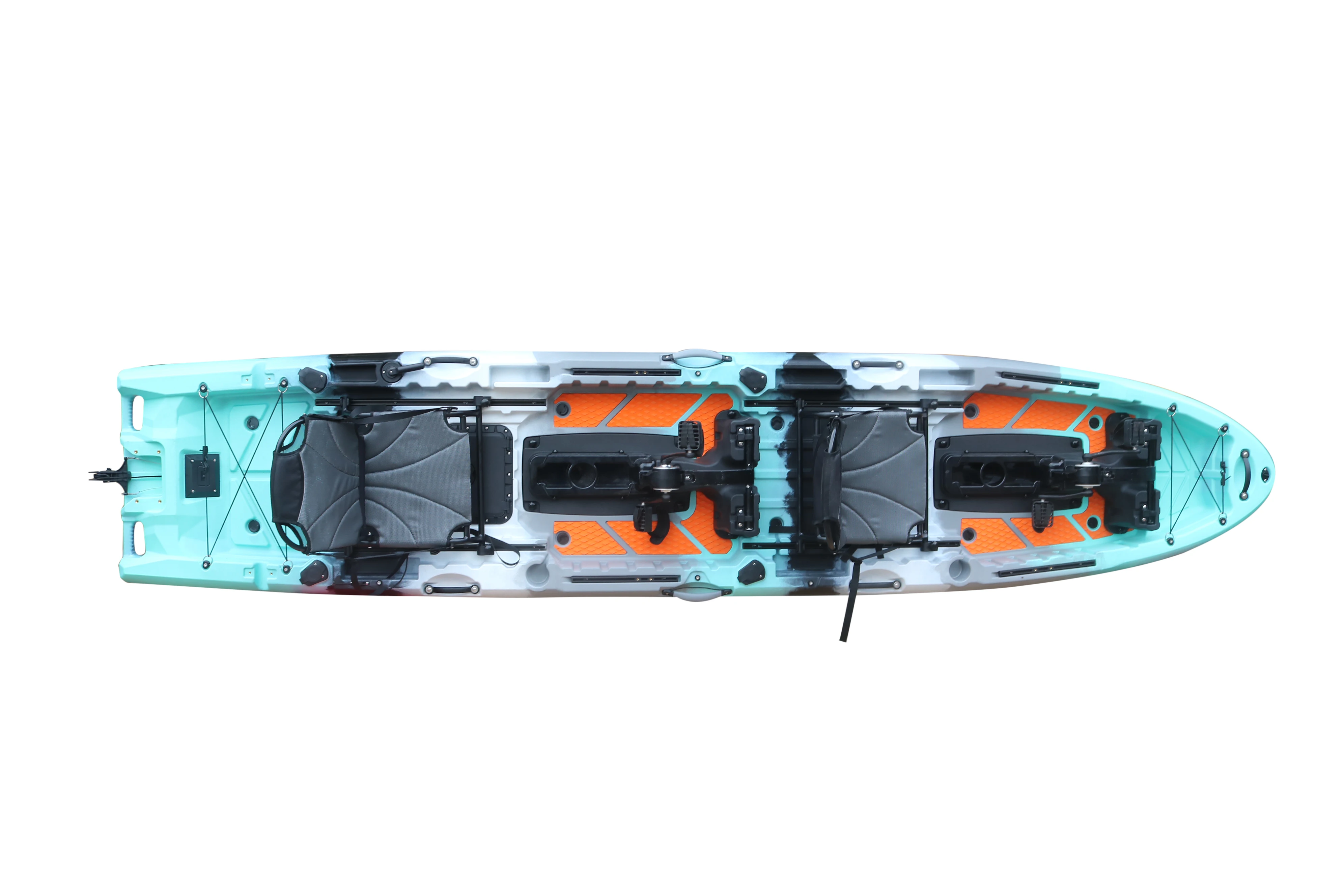 14ft ترادف المحيط دواسة كاياك مقاعد مزدوجة المروحة زعنفة دواسة نظام القيادة التخييم الجلوس على أعلى الصيد الصياد شخصين HDPE