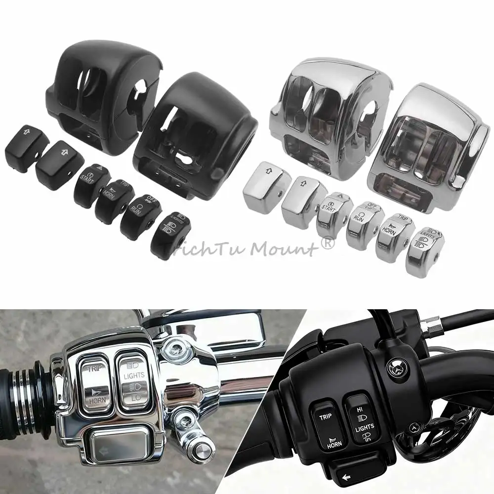 motorcycle-handlebar-control-switch-housing-cover-button-caps-for-harley-sportster-xl-883-1200-softail-fat-boy-dyna-2011-2022