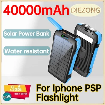 40000mAh Water‑resistant Solar Power Bank for Iphone PSP Flashlight PD Fast‑Charging…