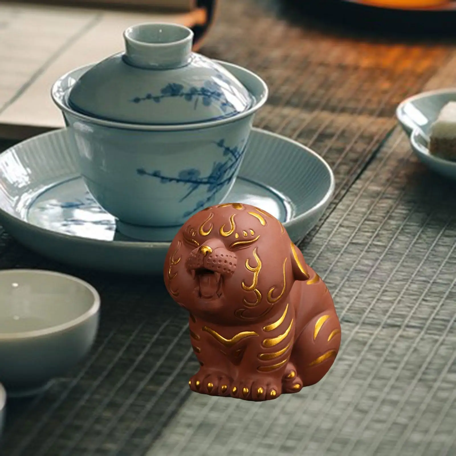 Tea Pet Kungfu Tea Collection Lucky Fortune Tabletop Ornament Small Sculpture for Cabinet Shelf Tea Table Teahouse Living Room