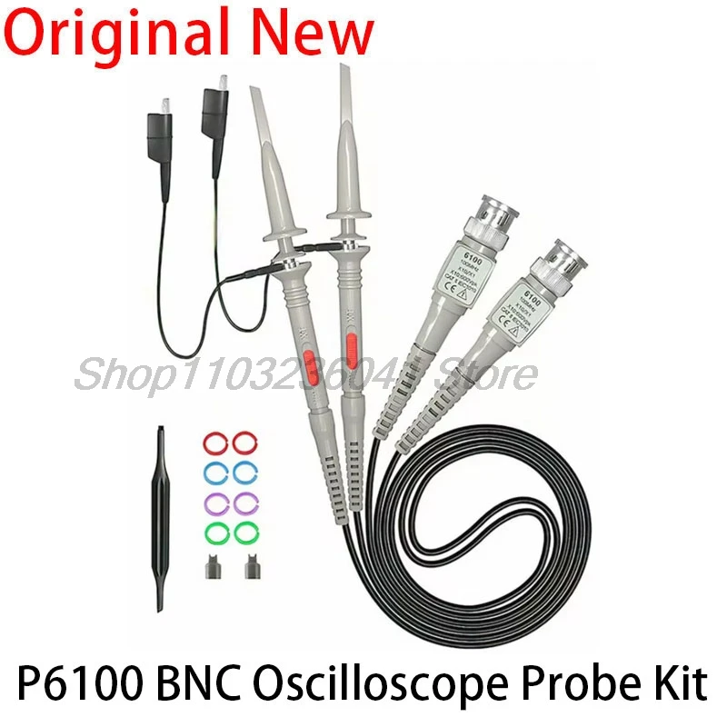 1pcs/2pcs P6100 BNC Oscilloscope Probe Kit 100MHz 1X 10X Mayitr High Precision Scope Analyzer Alligator Clip Probes Test Leads