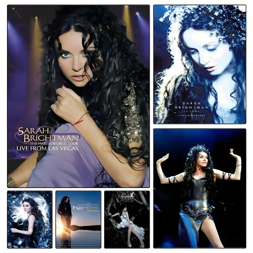 music Sarah Brightman Poster Poster Waterproof HD Unframed Self‑Stick Decor Wall Art for Home Room Decoration Gift