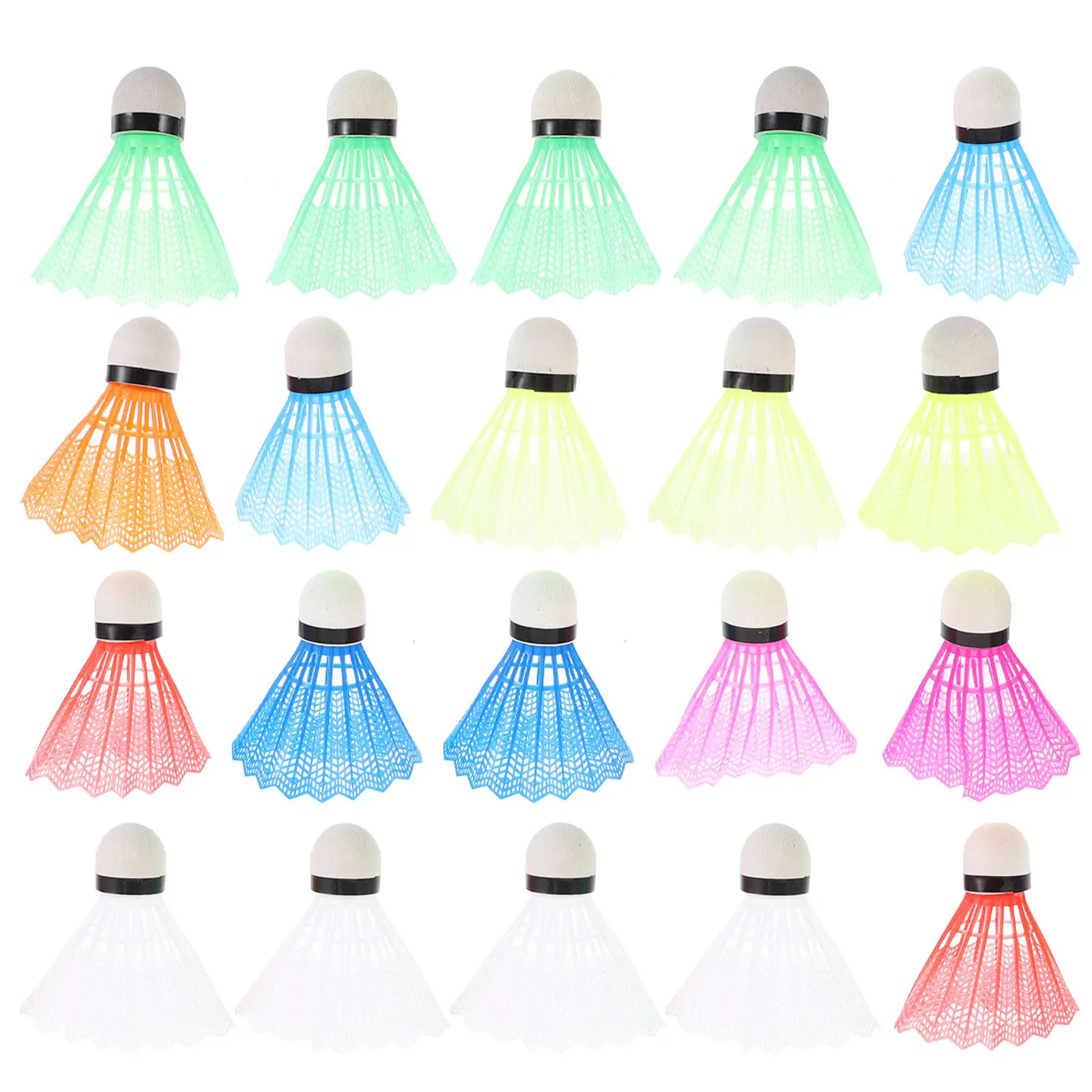 

20Pcs Colorful Plastic Shuttlecocks for Badminton Practice Beginners Outdoor Play High Bounce Training Fitness