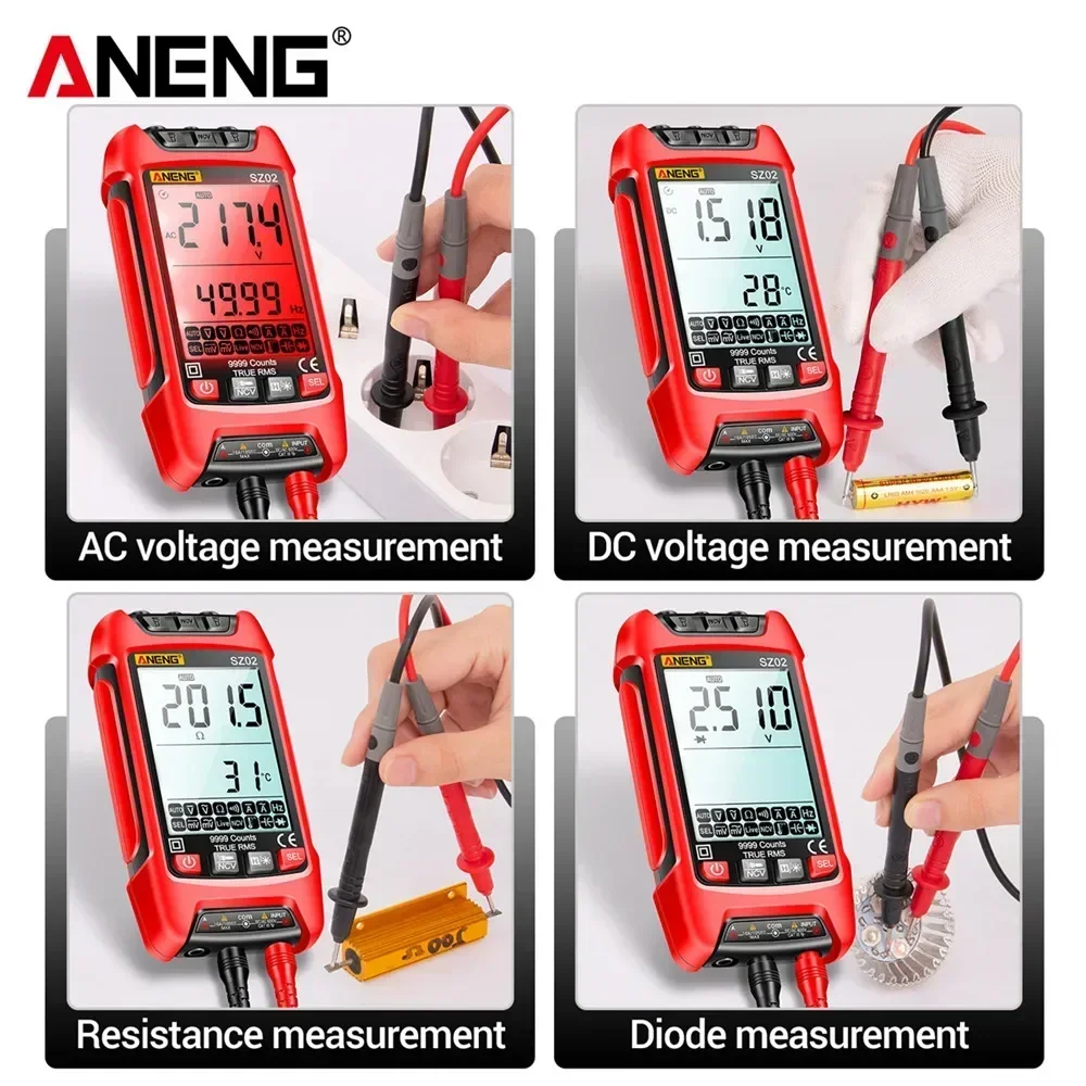 ANENG SZ02 Smart AC/DCVoltage Digital Multimeter Capacitance Meter 6000 Counts Auto Electrical Temp Resistance Transistor Test