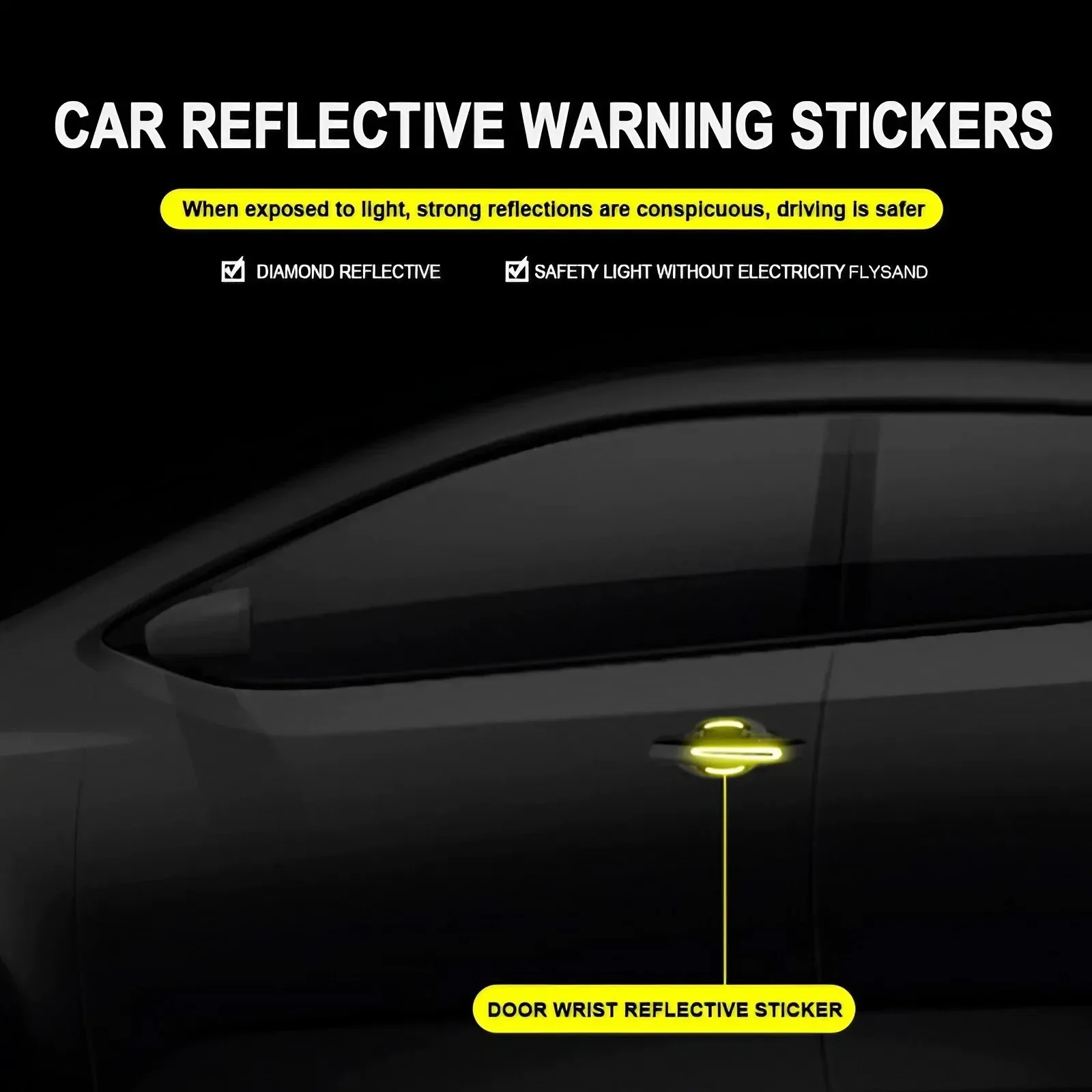 4/8PCS Universal Carbon Fiber Car Door Handle Scratch Protector, 3D Reflective Safety Film