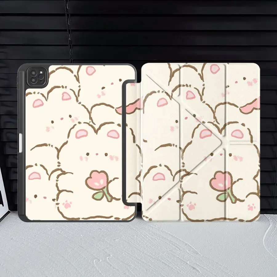 

Holder Cover Tablet Case For iPad Air M2 1 2 M4 Pro 10th 7th 11th 9th 8th Mini 7 6 Air 2025 4 5 M3 Cute Cartoon Dog Rabbit