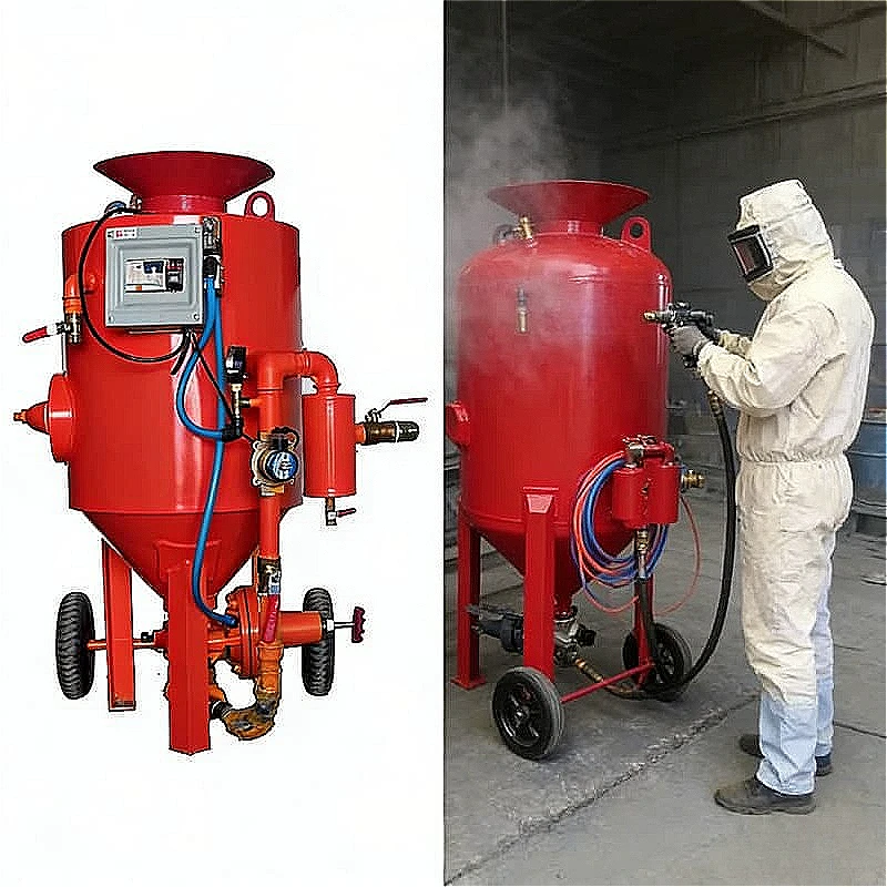 High Pressure Portable Sandblaster Machine with Air Compressor Connection for Metal Rust Removal Concrete Cleaning Customized