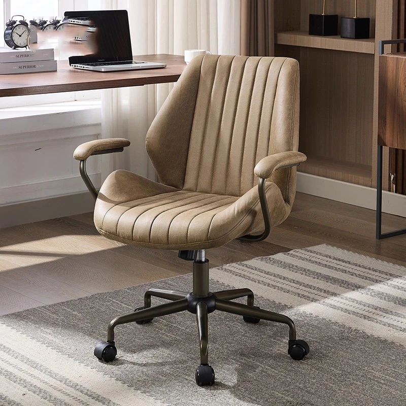 Silla de oficina de cuero para ordenador, diseño moderno, ruedas, cojín cómodo, silla de oficina, Taburete relajante de lectura, muebles de moda