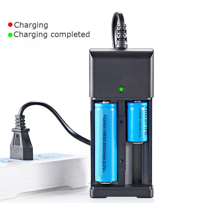 18650 Battery Charger 2 Slots Dual For 26650/18650/14500/16340 Charging 4.2V 1A Rechargeable Lithium Battery AC Charger EU Plug