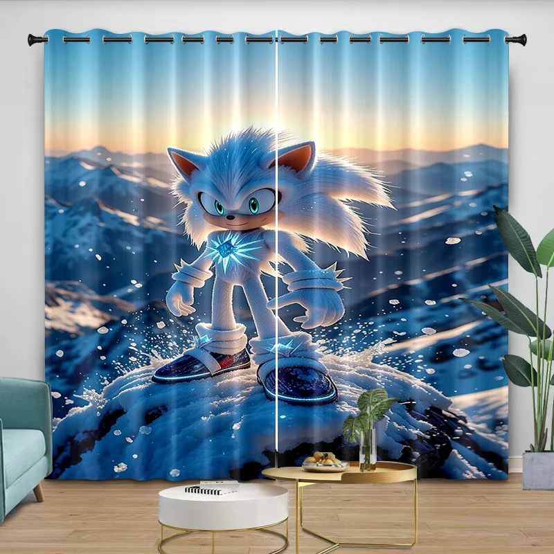 Curtains sonic Cartoon Protect from light Thread the rod through suitable for bedrooms and living rooms, comfortable beautiful