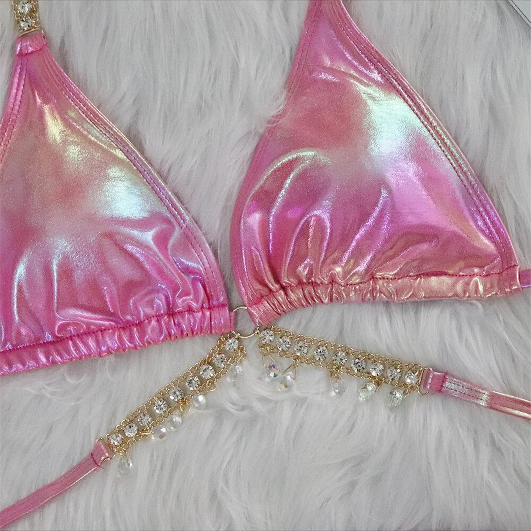 Diamant-Strass-PU-Kunstleder-Bikini, Damen-Badeanzug, zweiteiliges Bikini-Set, Badebekleidung, Badeanzug, Modell V5131 – Detail 24