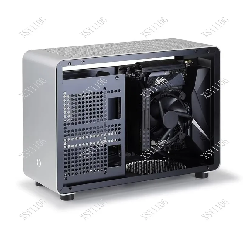 Full Aluminum Tempered Glass A4 ITX Mini Case Portable Air Cooling Chassis for SFX PSU