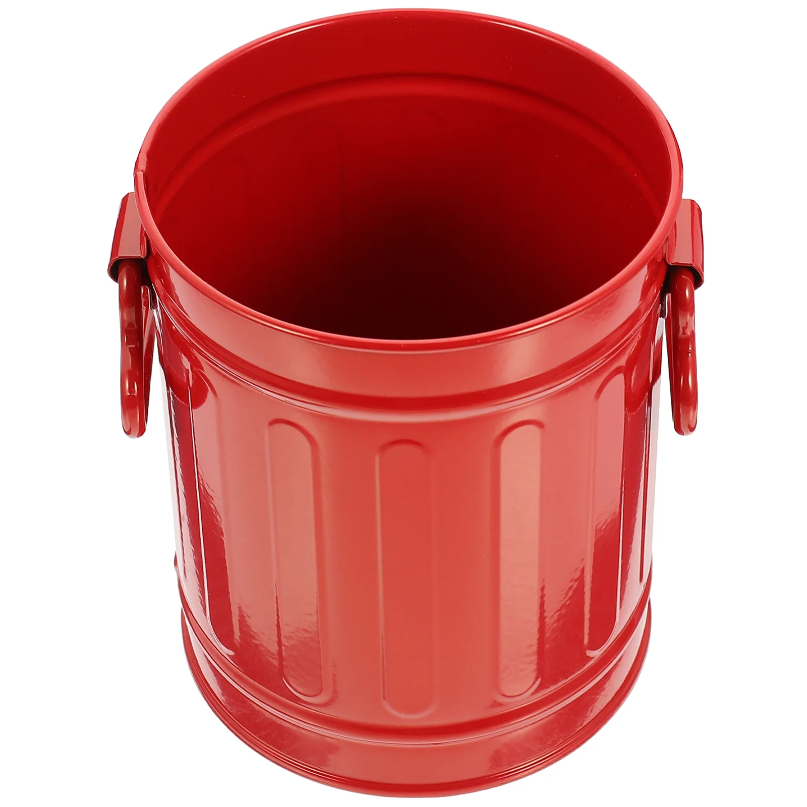 

Mini Pencils Desktop Storage Bucket Trash Can for Car Brush Pot Red Iron Holder Office Garbage