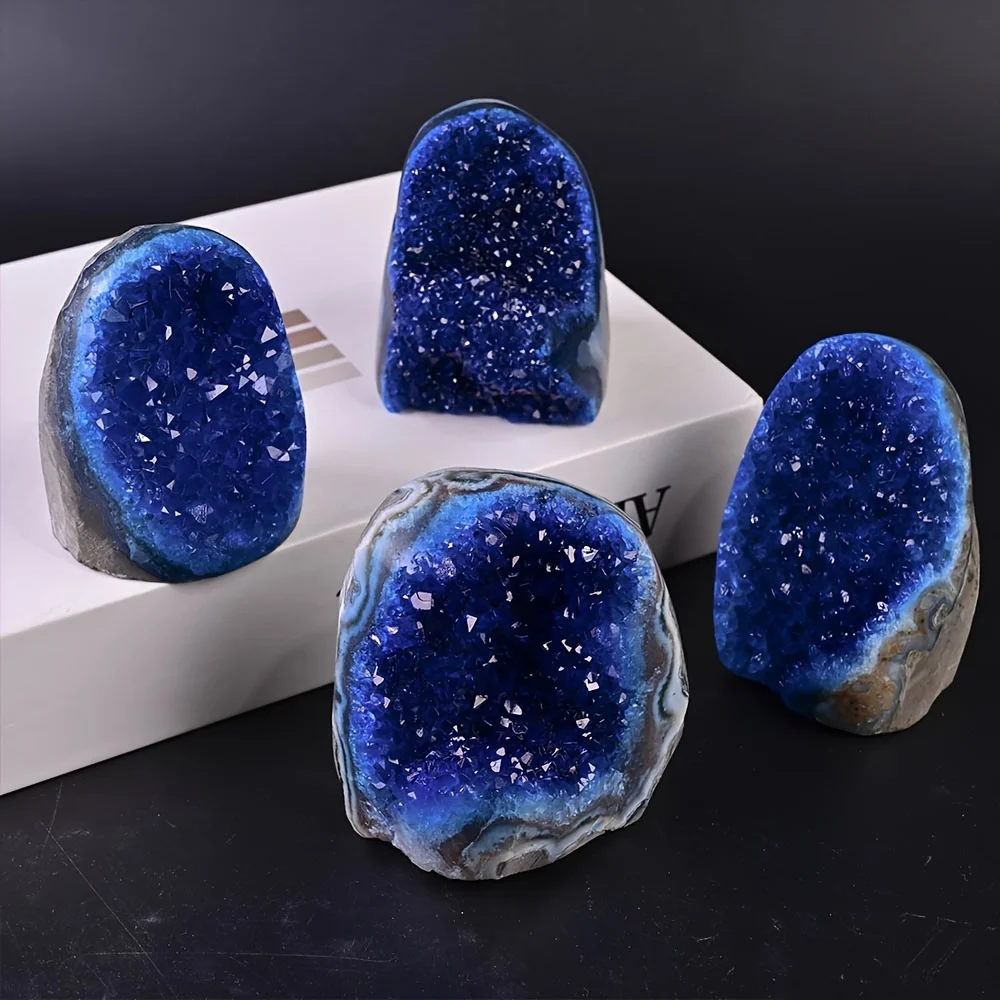 Stunning Uruguayan Blue Crystal Cluster - High-Quality Quartz Geode for Home & Office Decor, Unique Gift Idea