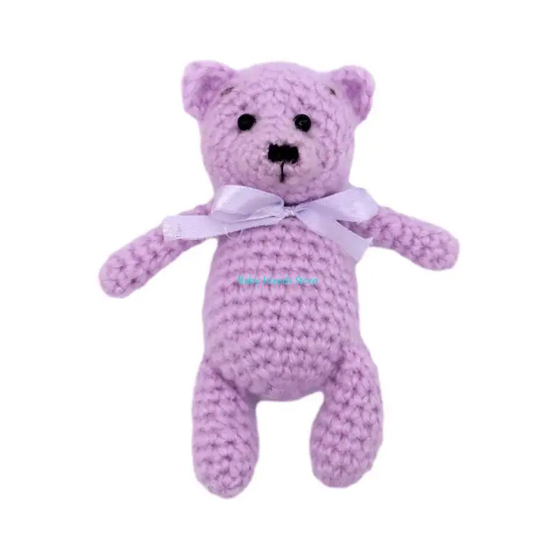 

K92D Infant Photoshooting Props Crochet Bear Doll Newborn Photo Studio Accessories Posing Props Baby Shower Birth Party Decor