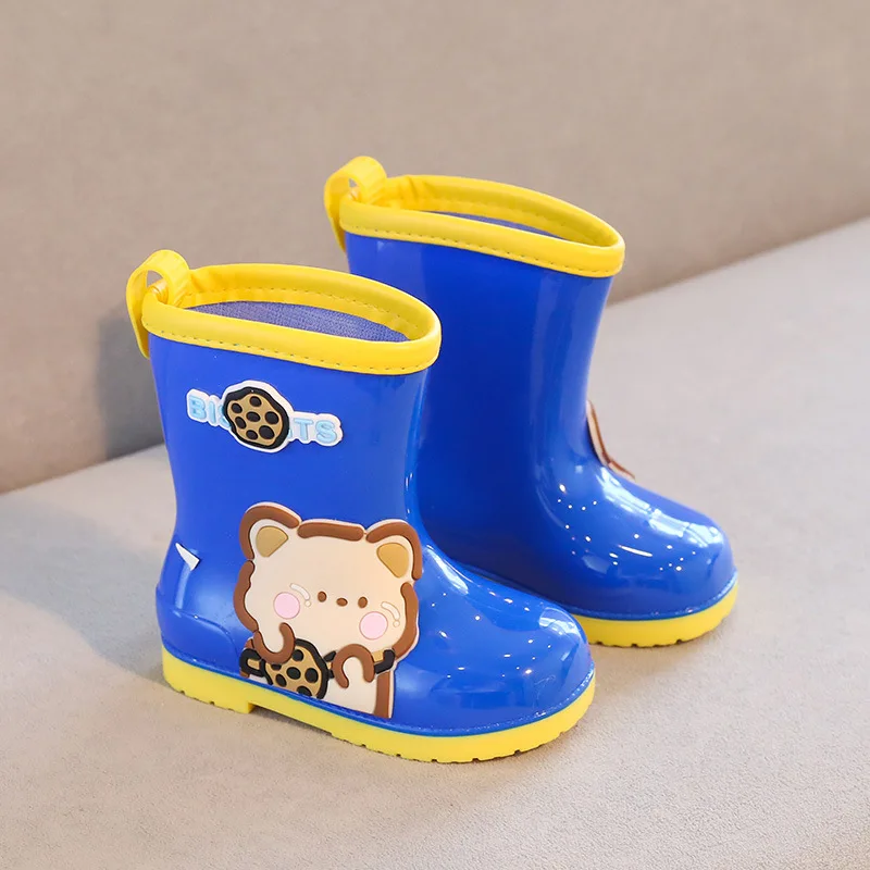 Cute Cartoon Children\'s Water Boots Waterproof Rain Shoes for Kids Girls Boys Warm Cotton Boots Toddler Non-slip Rubber Boots