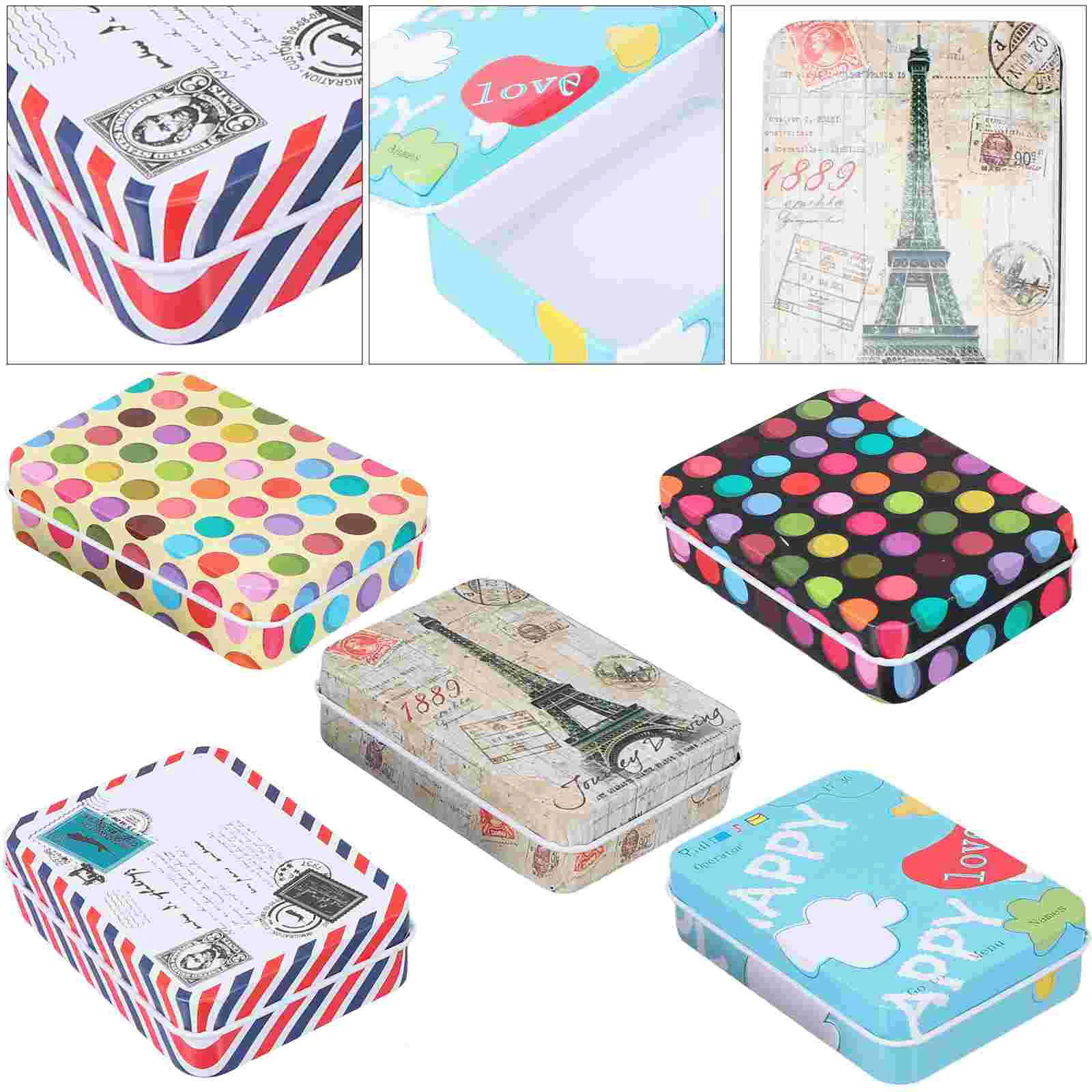 

5 Pcs Tinplate Storage Box Square Case Gift Boxes Container Gifts for Stocking Stuffers