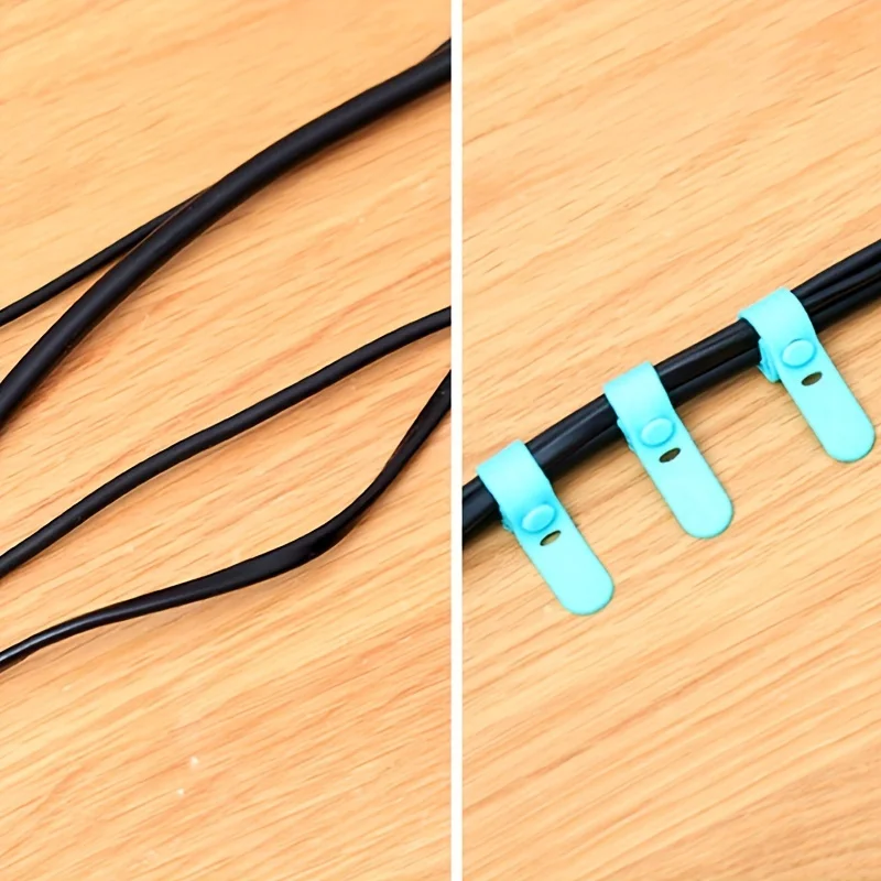 20Pcs Silicone Cable Ties, Reusable Wire Organizer, 3 Holes, Anti-slip Elastic Cord Holder for USB Earphone Charger, Home Office