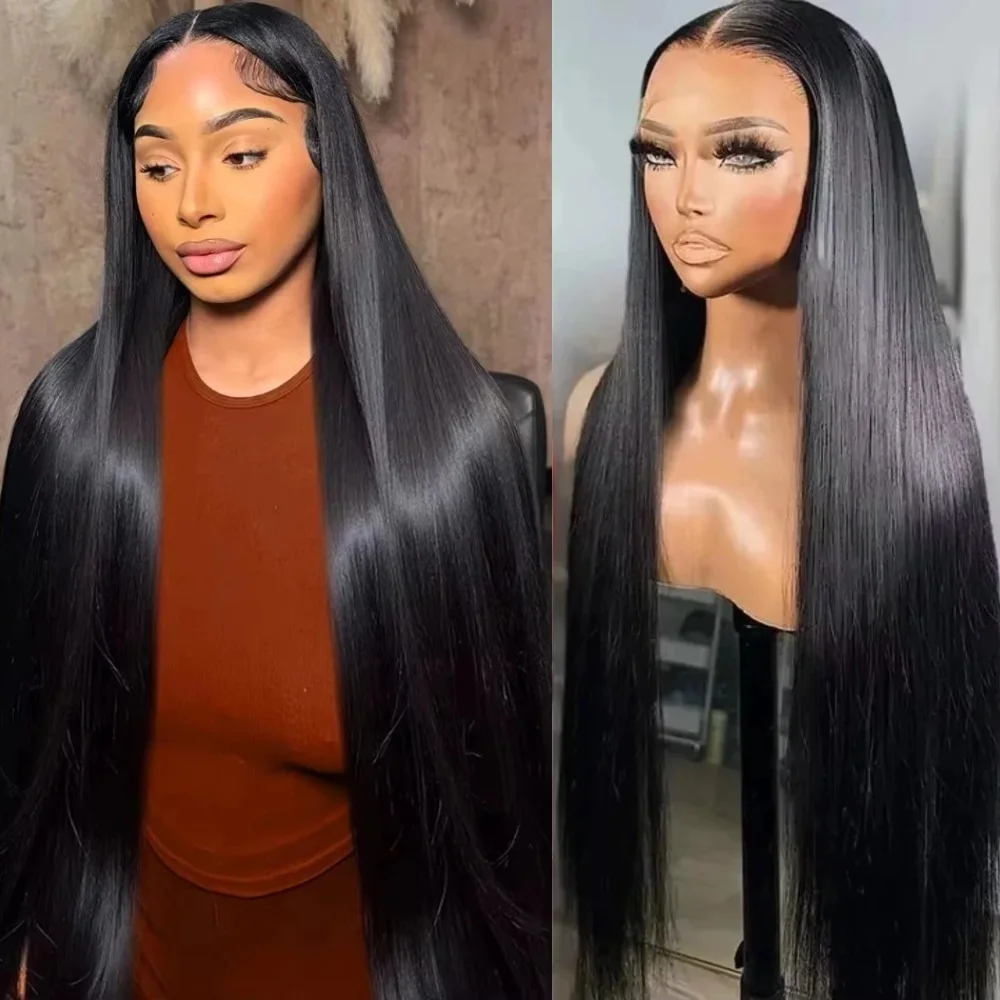 

Длинные черные прямые парики для женщин, синтетические парики с челкой по центру, без клея, для вечеринок, полностью черные парики для девушек