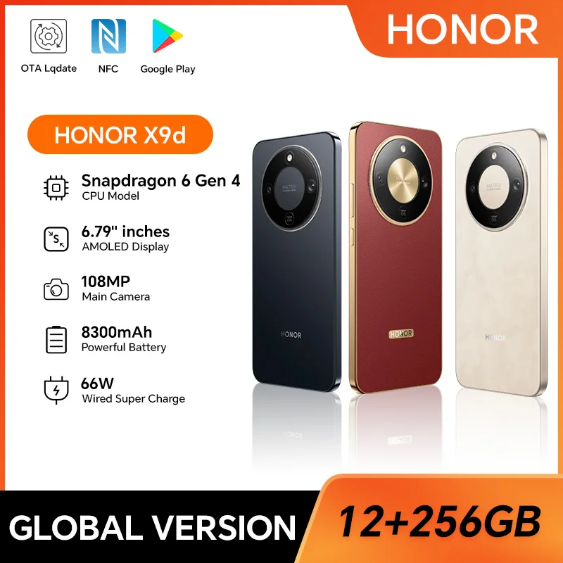Global Version HONOR X9d 5G 12GB+256GB 6.79'' AMOLED Screen 108MP AI Camera 8300mAh Battery 66W SuperCharging Dual SIM