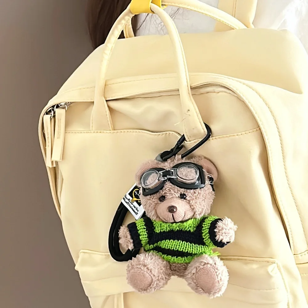 1Pcs New Pilot Sweater Little Bear Doll Pendant Girl Keychain Pendant Car Ornament Doll Small Gift ﻿