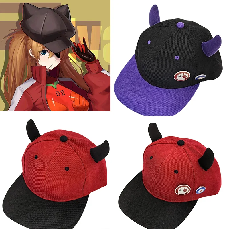 

Asuka Langley Soryu Cosplay Hat Anime Eva Popr Little Devil Horn Cute Cartoon Hat Halloween Christmas Carnival For Women