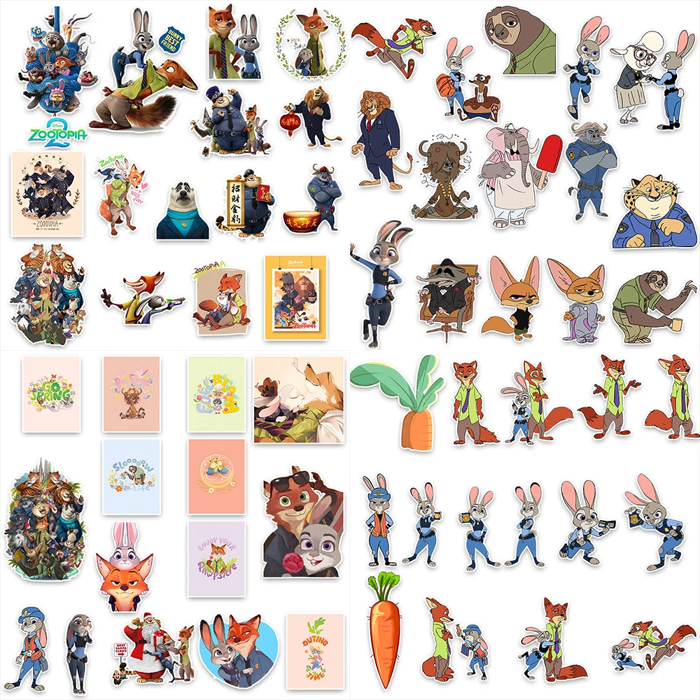 60 قطعة/المجموعة الرسوم المتحركة فيلم Zootopia 2 جوديث نيك وايلد DIY حقيبة الظهر دفتر سكيت ملصقات مقاومة للماء اللعب هدية #1