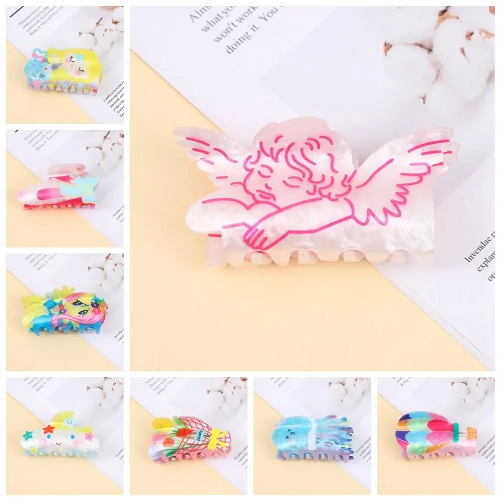 Acrylic Angel Hair Claw Creative Star Balloon Jellyfish Shark Clip Bow Headwear Flower Hair Clip Travel