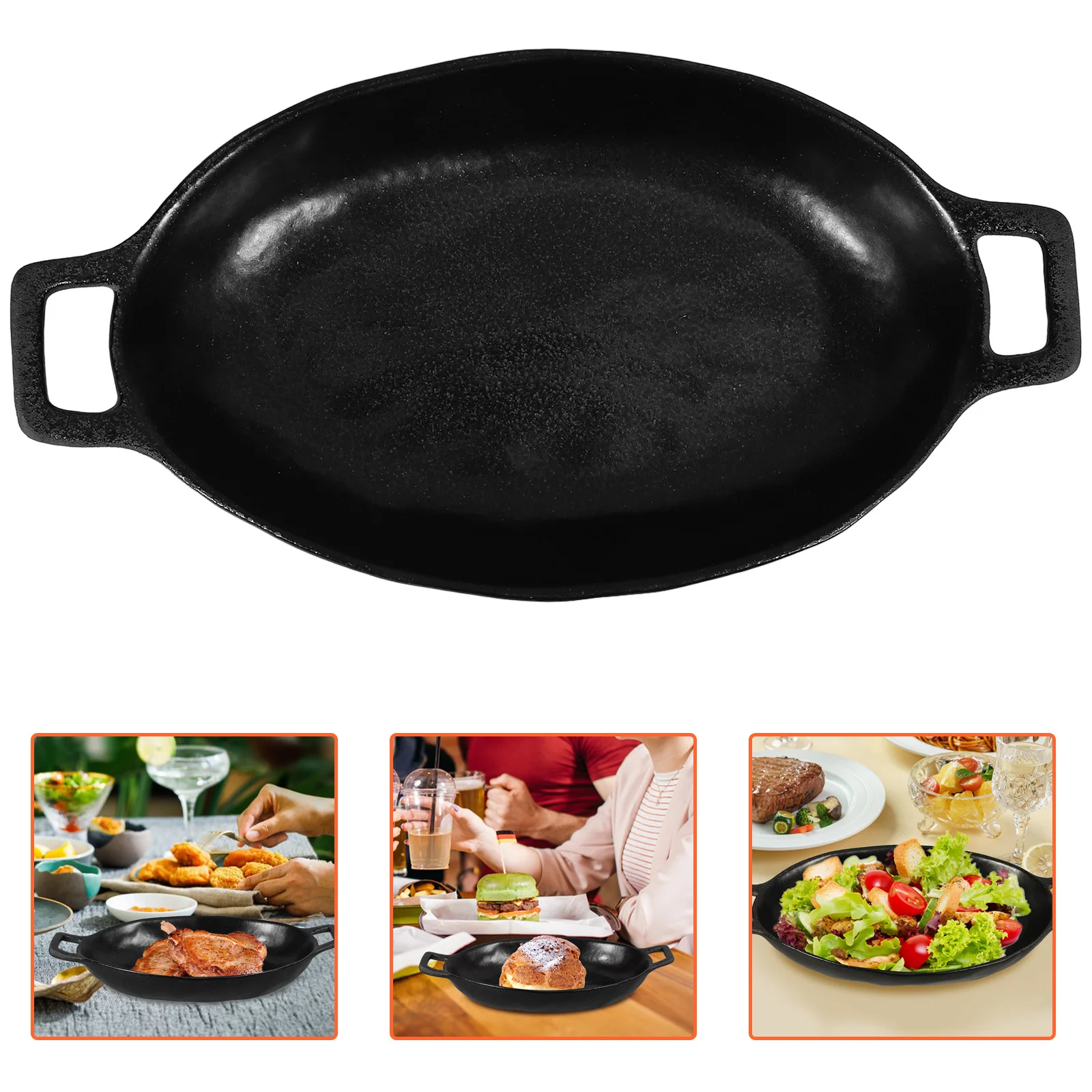 

Ceramic Steak Plate Double Handle Oval Food Platter Dinnerware Serving Restaurant Food Plate Sets Dish Set