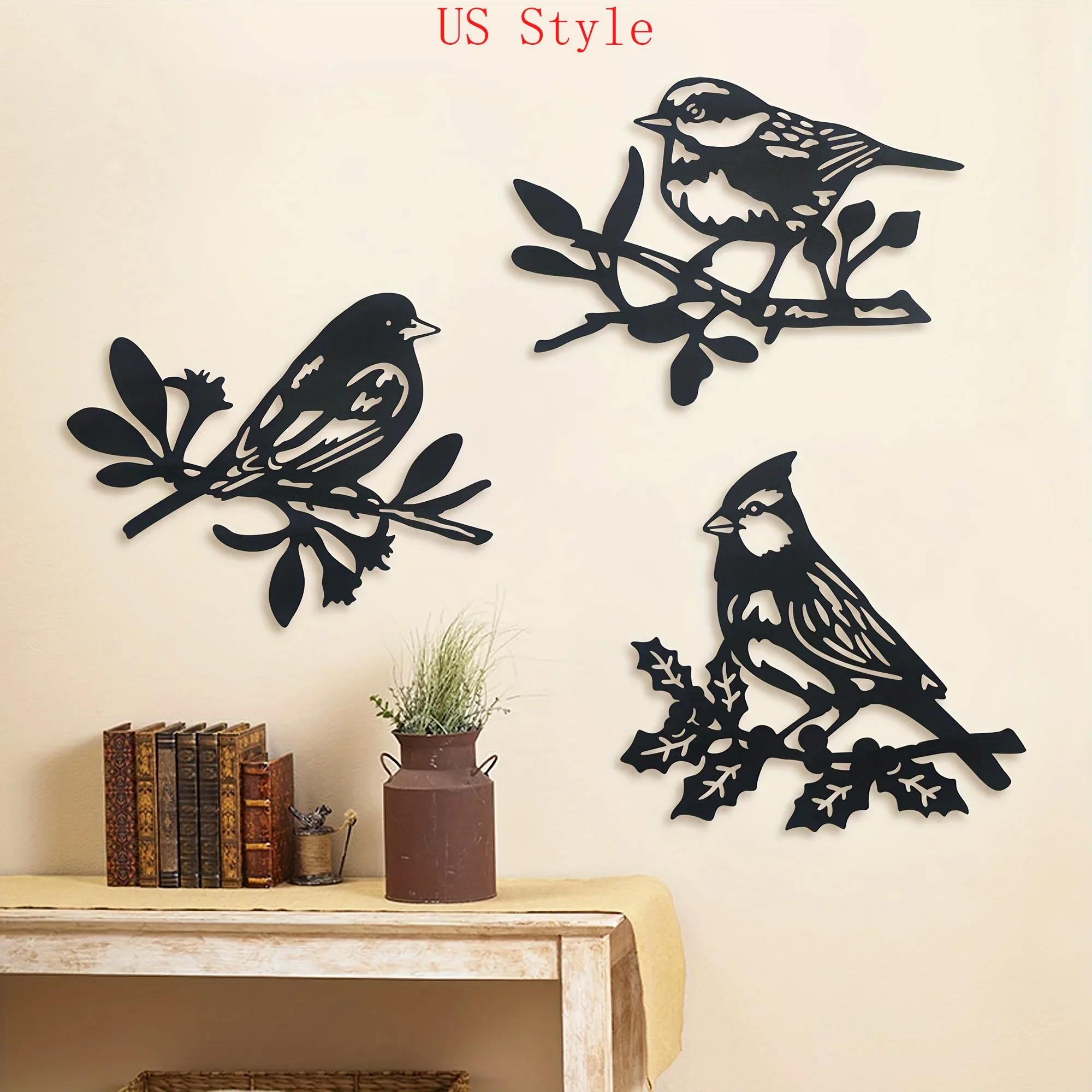 

3pcs Wall Hanging Decor Animal Home Decoration, Metal Statue Pendant Silhouette Art livingroom Decoration Indoor Outdoor bedroom