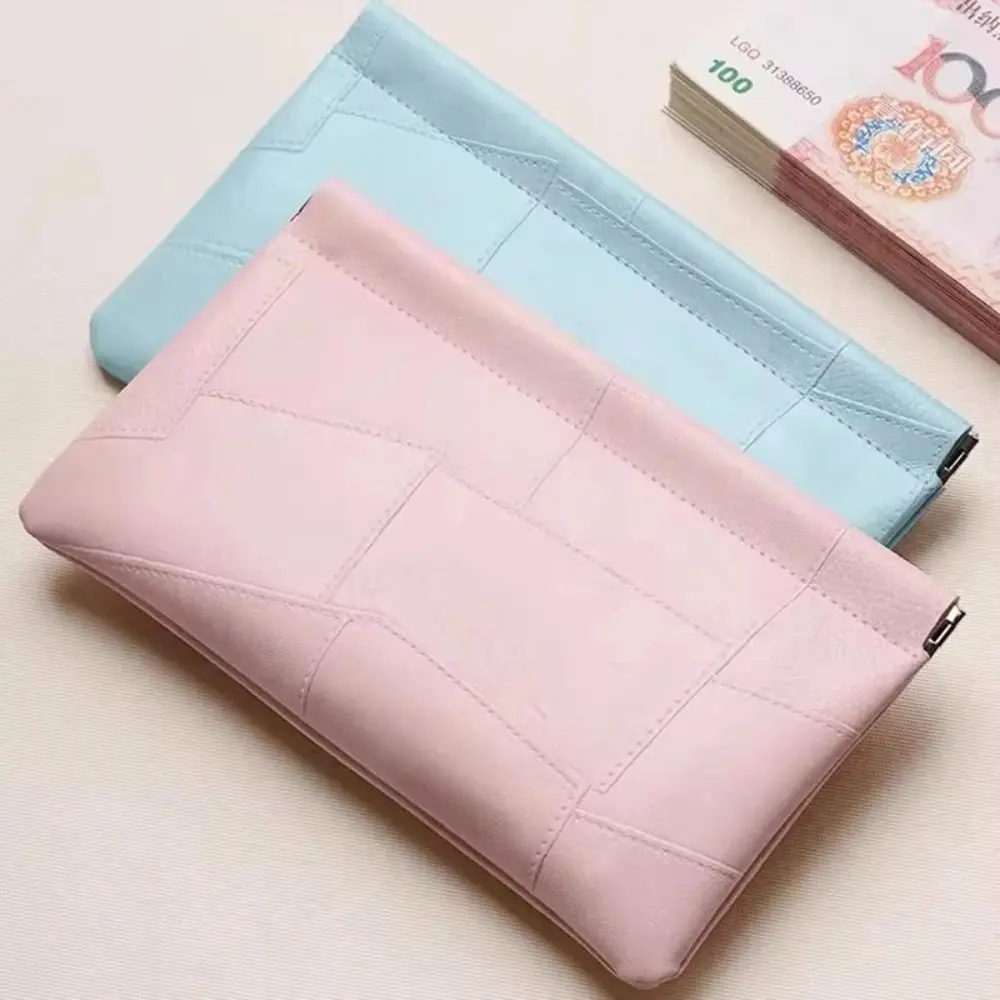 Simple PU Leather Coin Purse Shrapnel Design Portable Lipstick Makeup Bag Cosmetic Pouch Women Gift