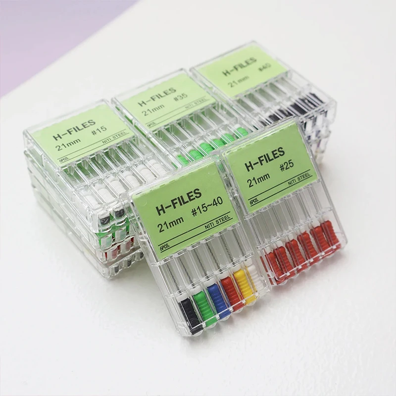 6pcs/box Dental Hand Use H-Files 25mm #15-40 NiTi Material Endodontic Root Canal File Dentistry Lab Instruments Tools