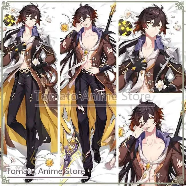 

Genshin Impact Zhongli Dakimakura Hing Body Pillow Case Cosplay Japanese Otaku Cushion Cover Xmas