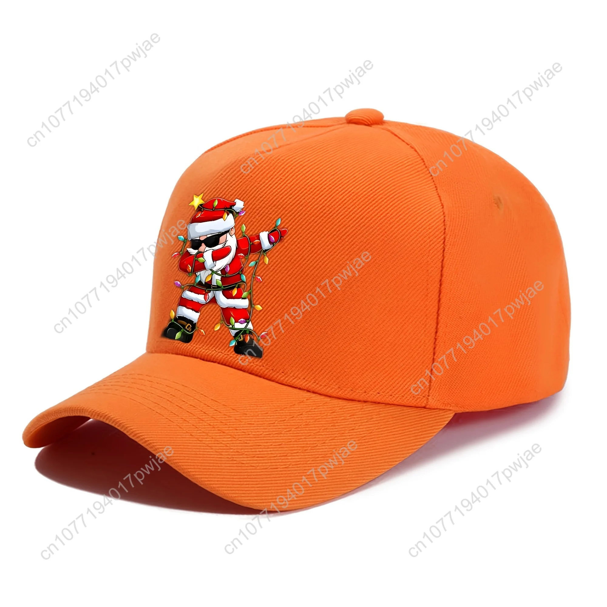 1pc Funky Christmas Santa Print Baseball Cap, 100% Polyester Woven Soft Top Hat, Hand Washable Sun Protection for Outdoor Campin