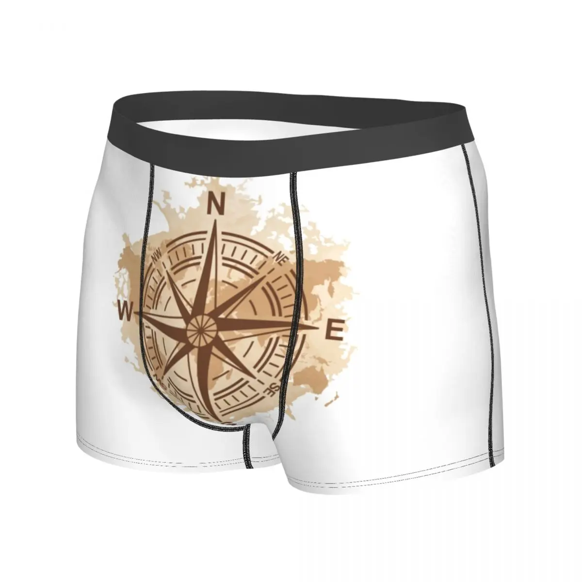 Novelty Boxer Antique Compass World Map Shorts Panties Men's Underwear Mid Waist Underpants for Homme S-XXL