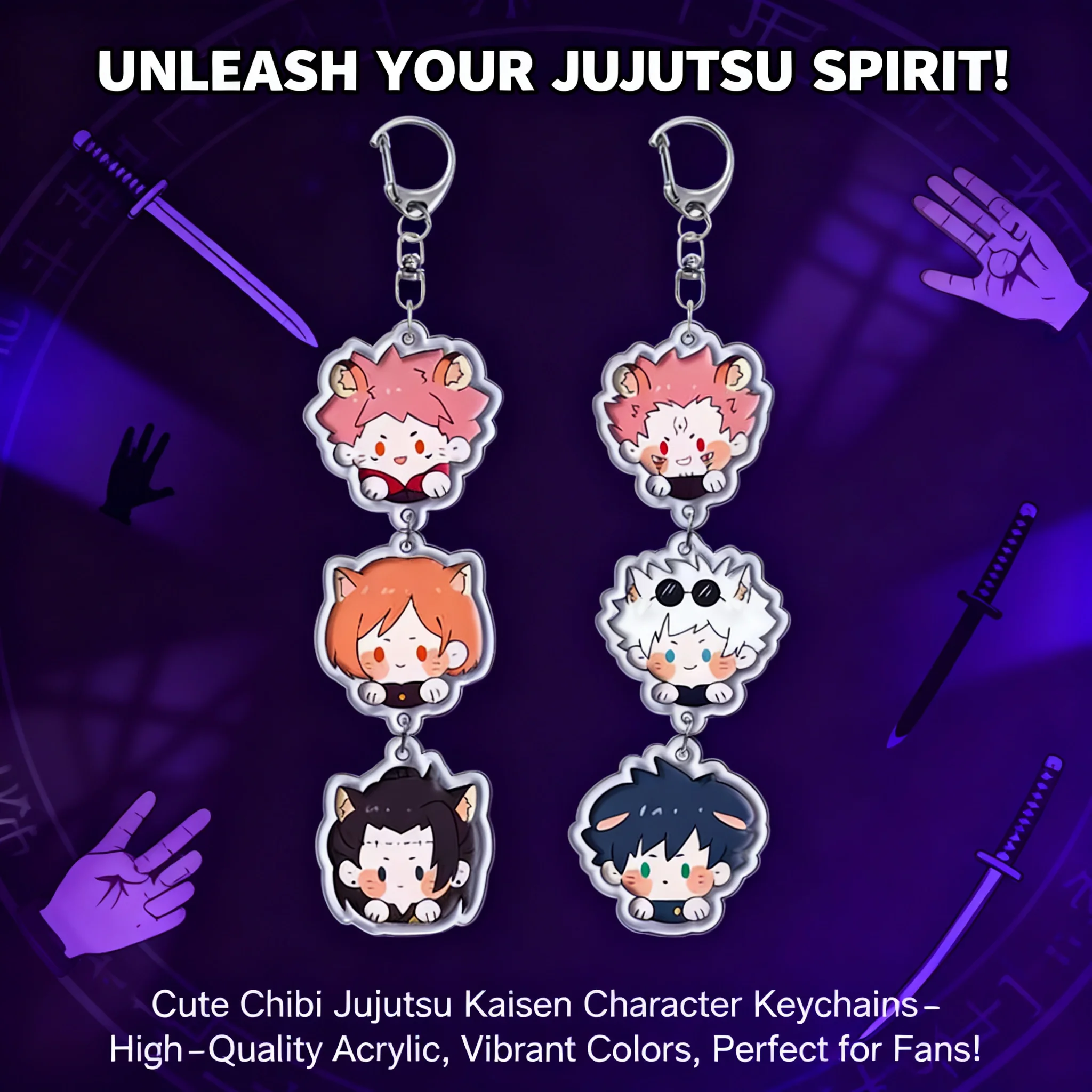 

Chainsaw Man Anime Acrylic Keychain Jujutsu Kaisen Yuji Itadori Pendant Accessory Gift Set Three Piece Collection Fast Shipping
