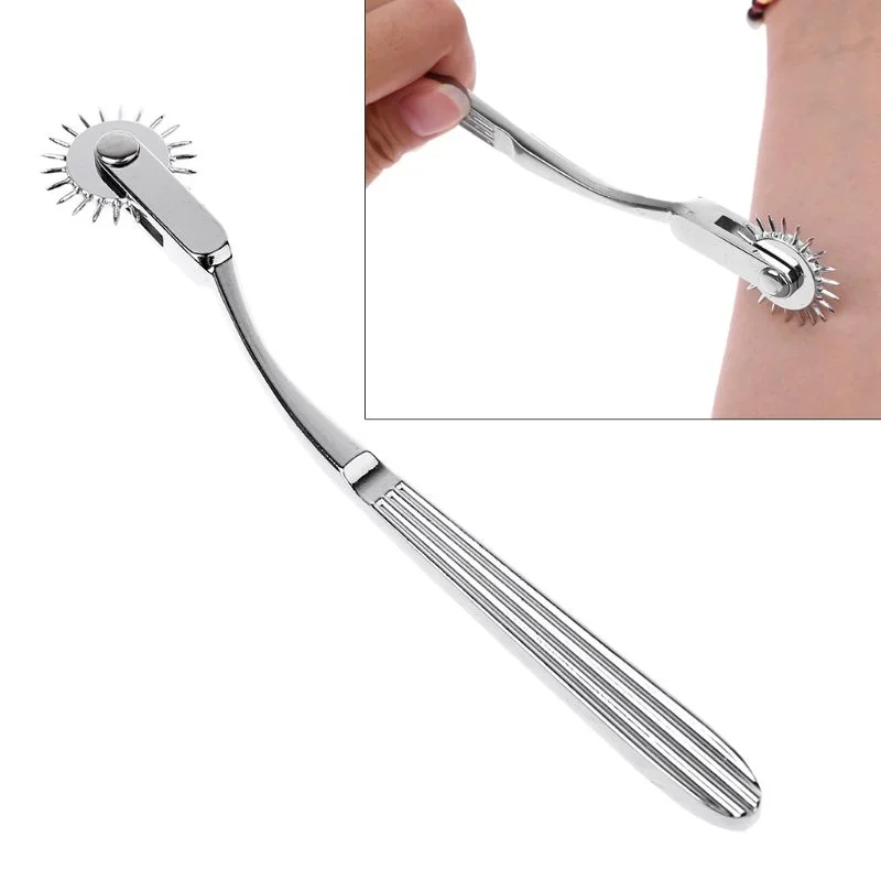 BDSM Pinwheel Mini Sensation Wartenberg Wheel con guaina Fetish Spikes tre ruote in metallo Wartenberg Pinwheels