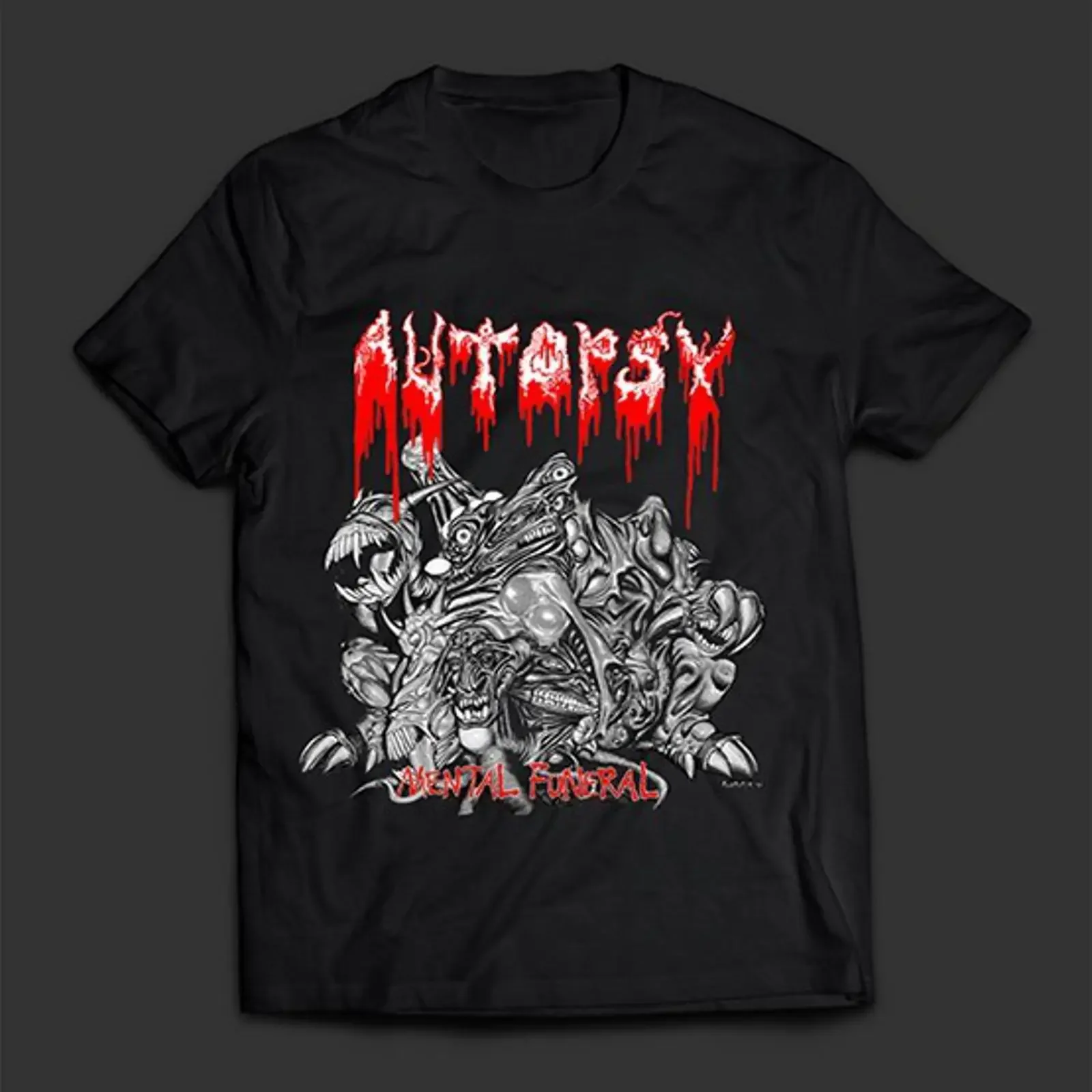 AUTOPSY Mental Funeral w backprint T SHIRT LONGSLEEVE vintage Washed Soft graphic homme Unisex Slightly Breathable Casual