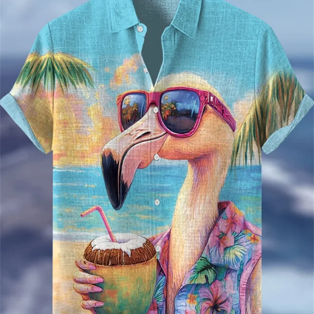 

Men's plus Size 3D Printed Hawaiian Shirt Casual Short Sleeve Button-Up Collar Beach Linen Vacation Top Fast Shipping
