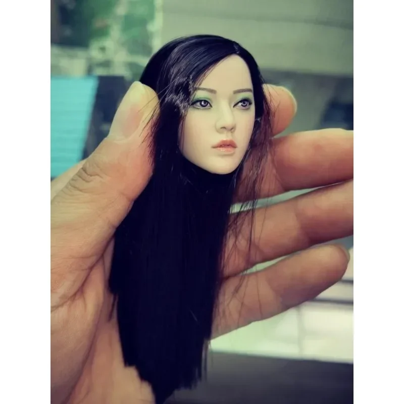 Asiático 1/6 escala beleza assassino cabeça esculpir soldado feminino longo preto cabelo reto cabeça jogado modelo para 12 "figura ph corpo boneca